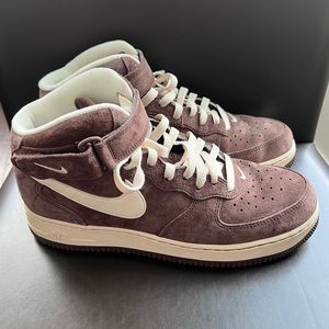 Men’s Nike Air Force 1 Mid QS sneakers Chocolate/Cream size 9.5 US VGUC